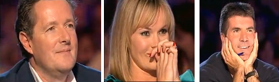 The judges react as Susan Boyle performs