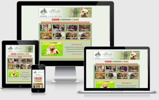 Custom Responsive Design WordPress Website for Atlantic Veterinary Hospital, Seattle | BloggingBistro.com